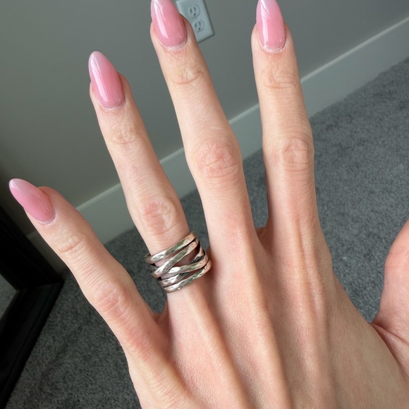 Sterling Silver 925 Multi Band Wrap Ring Chunky Open Statement Size 7 - Picture 2 of 9
